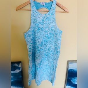 (RARE find) Zara blue prints mini open back dress